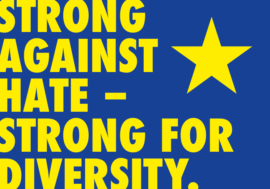 Strong against hate – Strong for diversity Aufkleber
