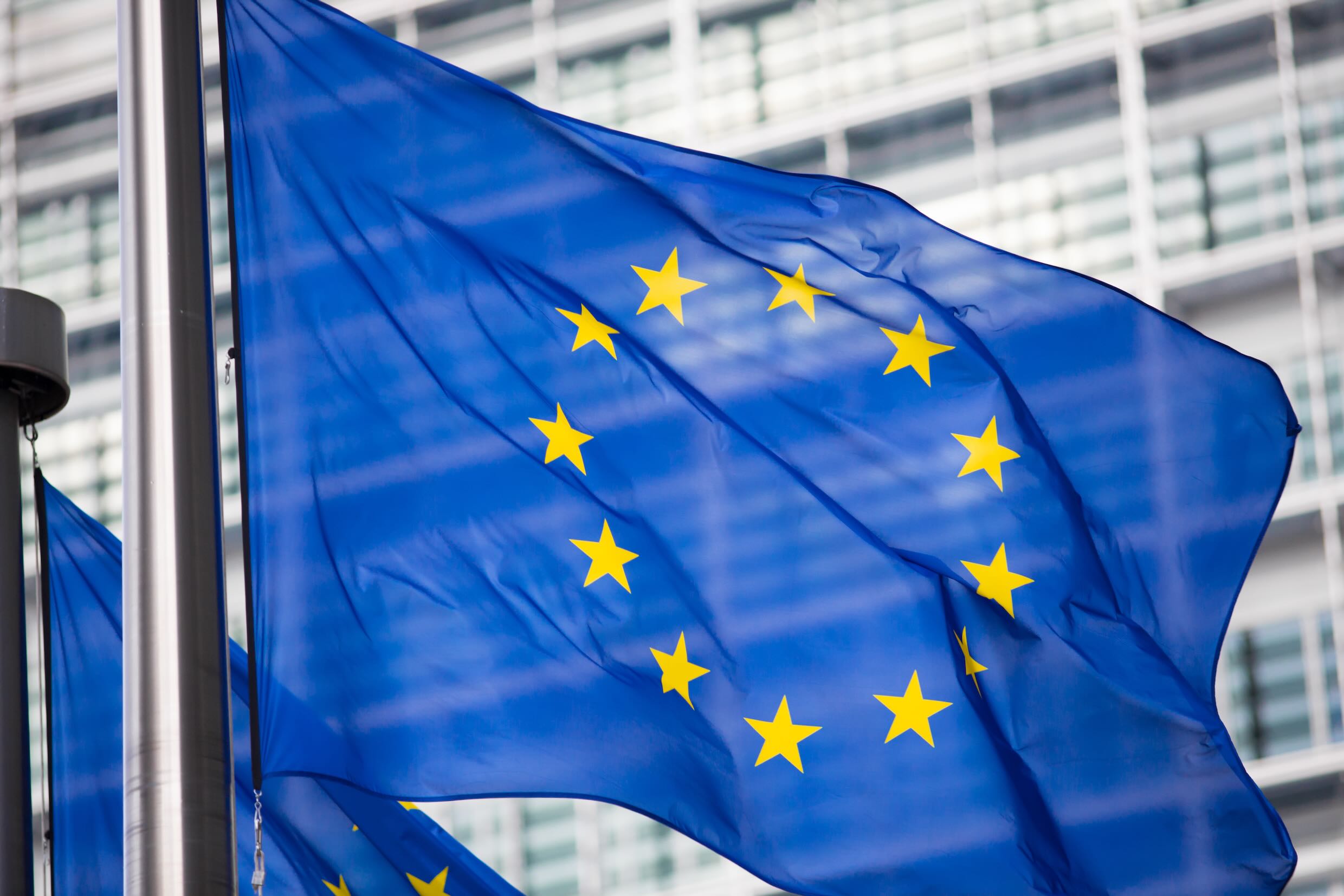 Flagge der Europäischen Union vorm EP